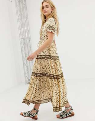 free people rare feeling pleated printed dress