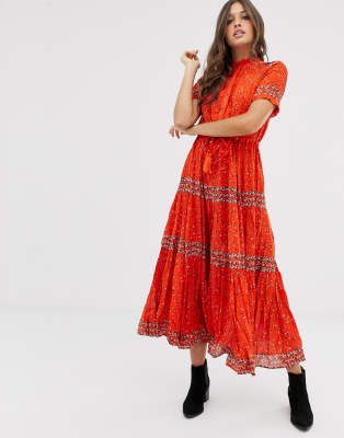 free people rare feeling pleated printed dress