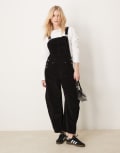 [Free People] Free People relaxed cord dungarees in black L BLACK