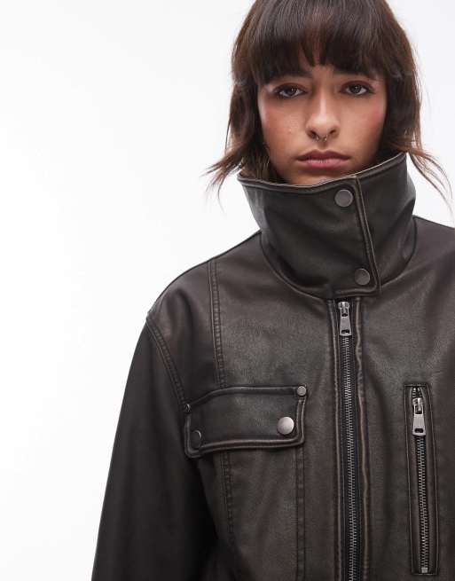 Free people faux leather jacket with hood online