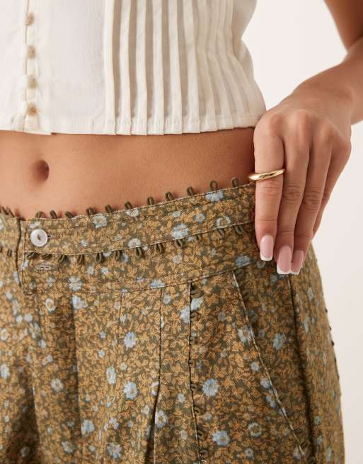 Free People relaxed fit ditsy print pants in green, 2 of 5