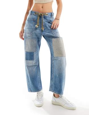 Free People relaxed fit utility pants in navy blue