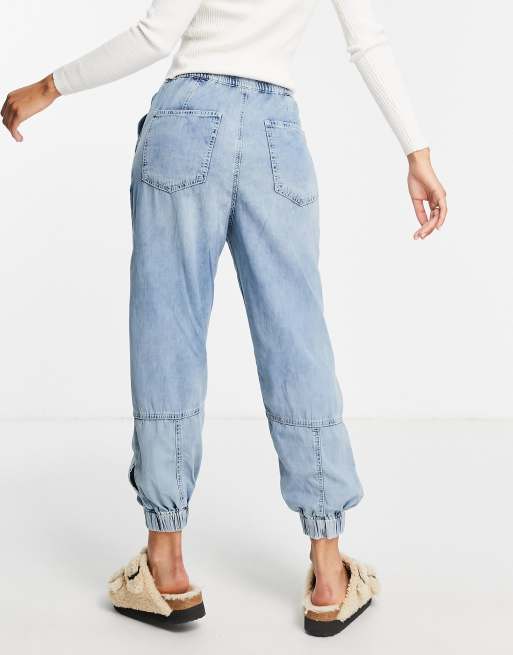 Free people sale denim joggers