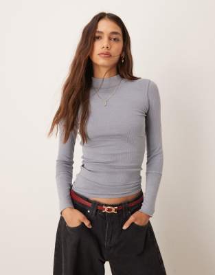 Free People Rickie high neck top in grey