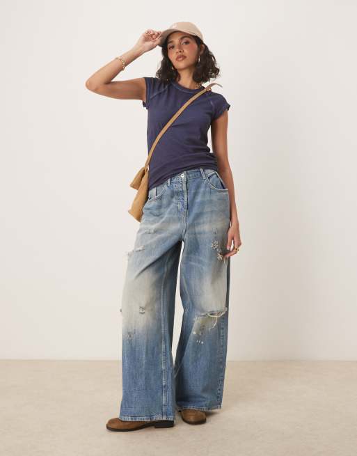 Free People riley raglan sleeve t-shirt in blue, 3 of 4