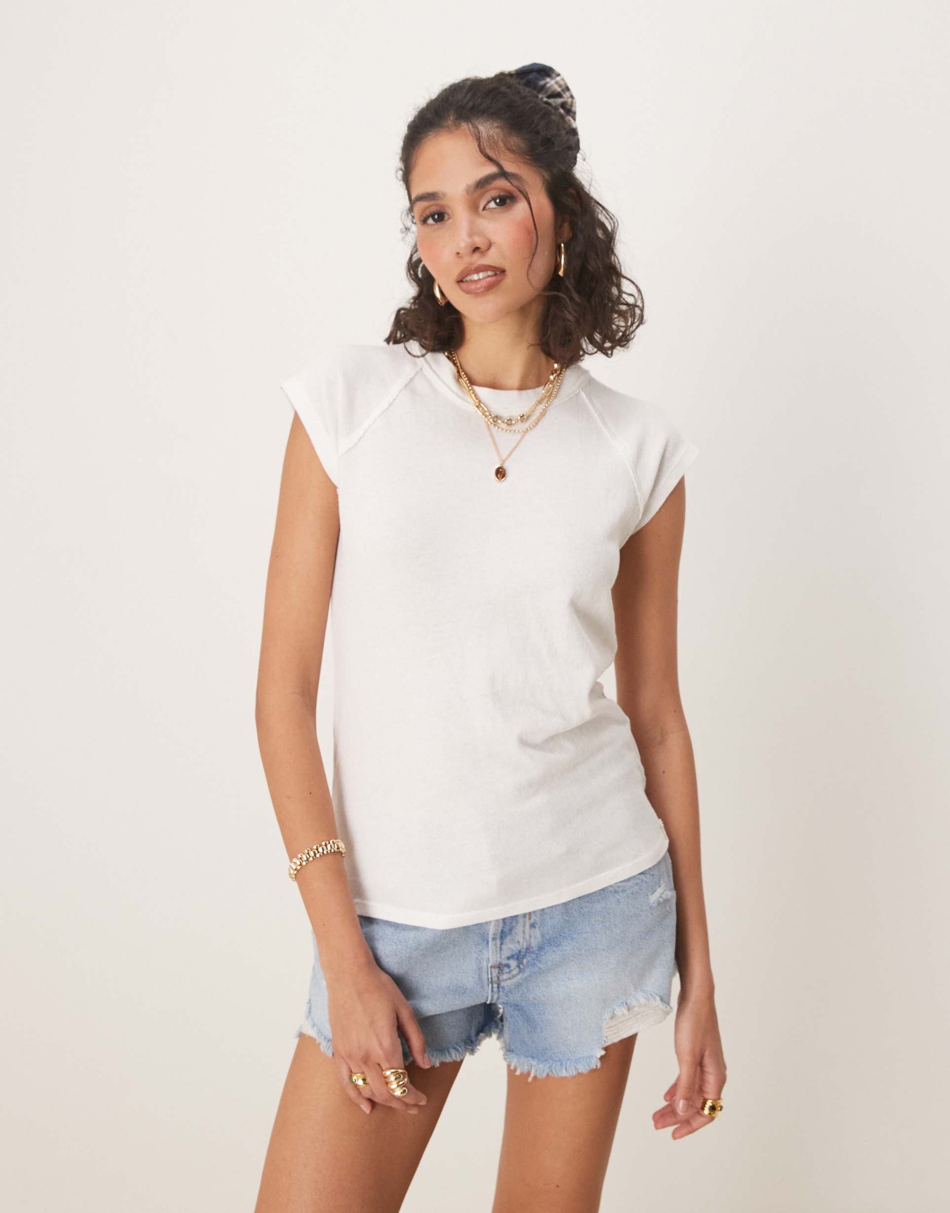 free people riley raglan sleeve t-shirt in ivory