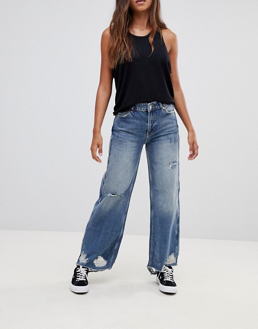 Free People Ripper wide leg destroyed jeans | ASOS