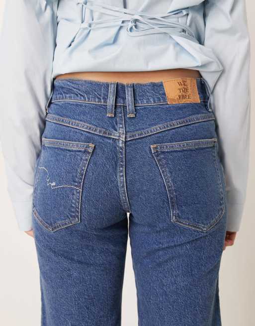 Free People risk taker mid-rise straight leg jeans in be bold blue, 4 of 5