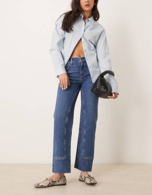 Free People Free People risk taker mid-rise straight leg jeans in be bold blue