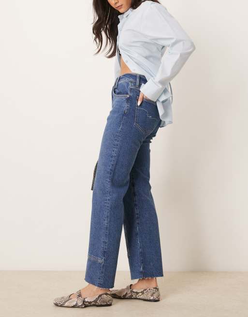 Free People risk taker mid-rise straight leg jeans in be bold blue, 3 of 5