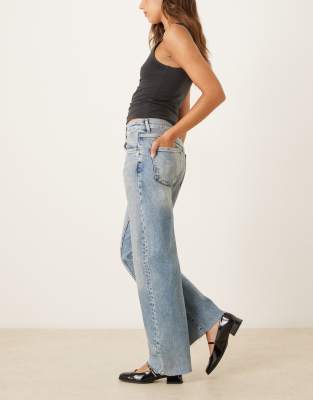 Free People Risk Taker Mid Rise Straight Leg Jeans In Blue