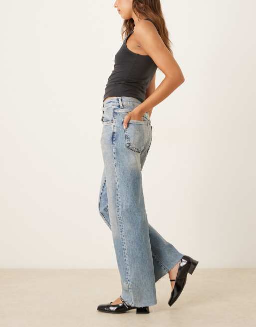 Free People risk taker mid rise straight leg jeans in light wash blue, 2 of 5