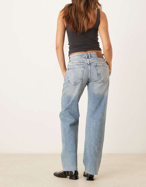 Free People risk taker mid rise straight leg jeans in light wash blue, 3 of 5