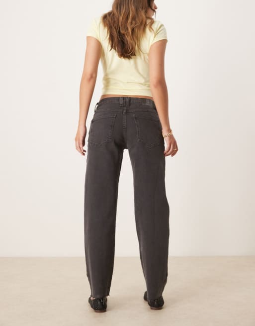 Free People Risk Taker mid rise straight leg jeans in washed black, 4 of 5