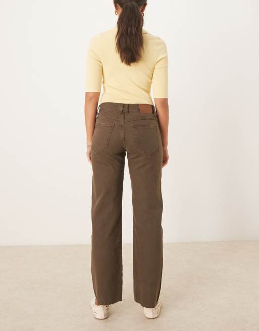 Free People risk taker mid-rise straight leg jeans in workwear brown, 2 of 5