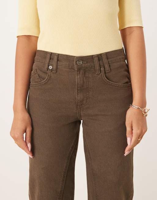 Free People risk taker mid-rise straight leg jeans in workwear brown, 5 of 5