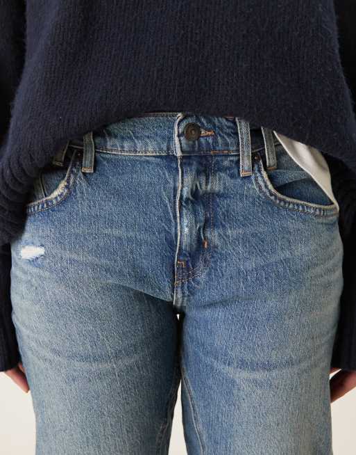 Free People - Risk Taker - Rechte jeans met halfhoge taille in blauw, 4 van 5