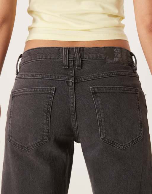 Free People - Risk Taker - Vasket sorte jeans med lige ben og mellemhøj talje, 5 af 5