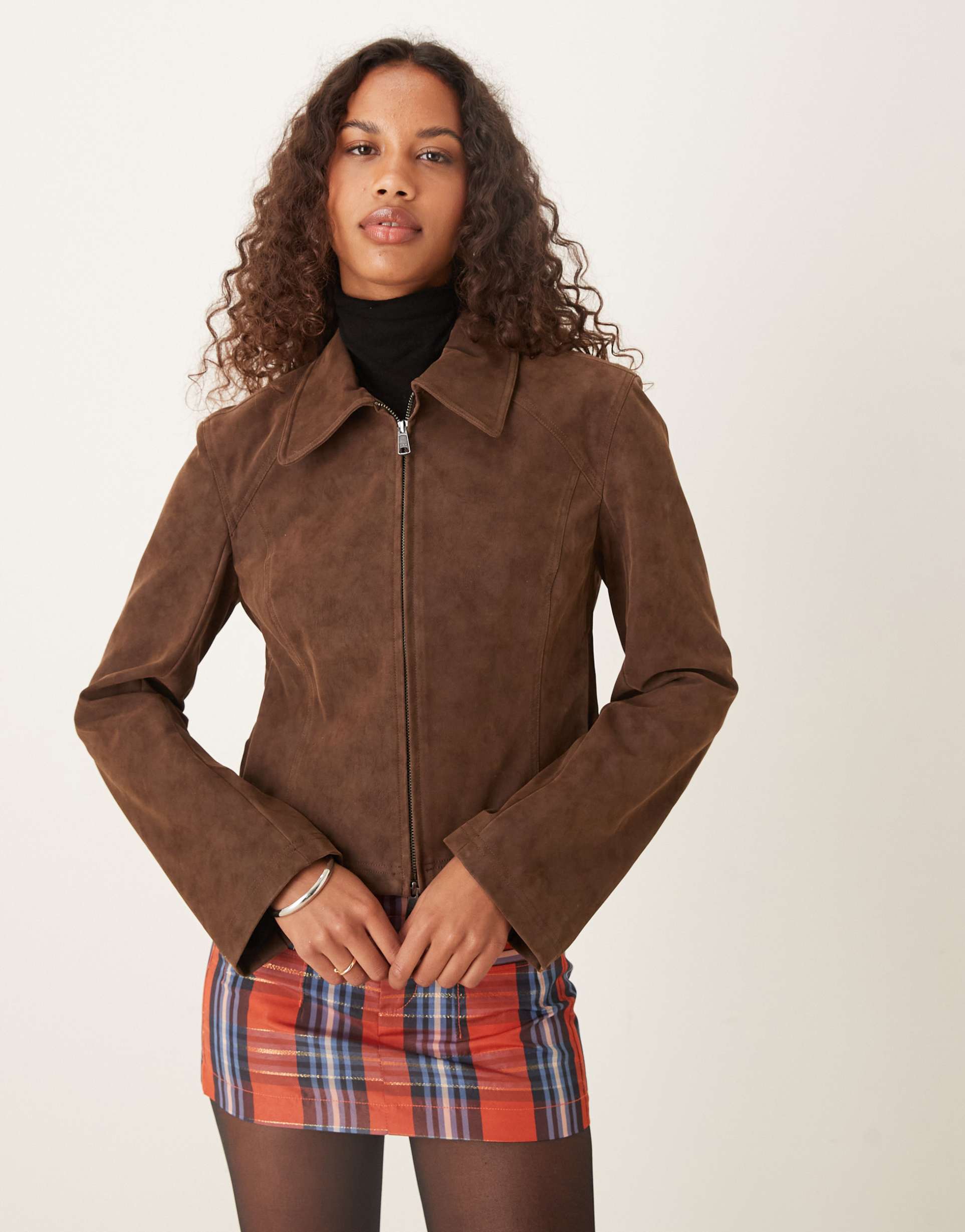 free people river faux suede jacket in brown