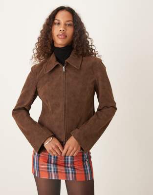 Free People - River - Jacke aus Kunstleder in Braun-Brown