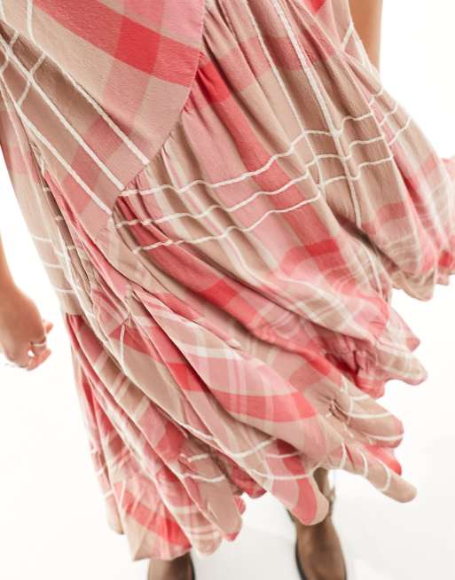 Free People - Robe babydoll courte à carreaux - Rose, 2 de 4