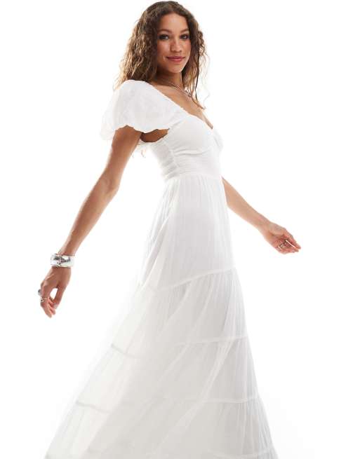 Free People - Robe longueur mollet à encolure dégagée - Blanc, 2 de 4