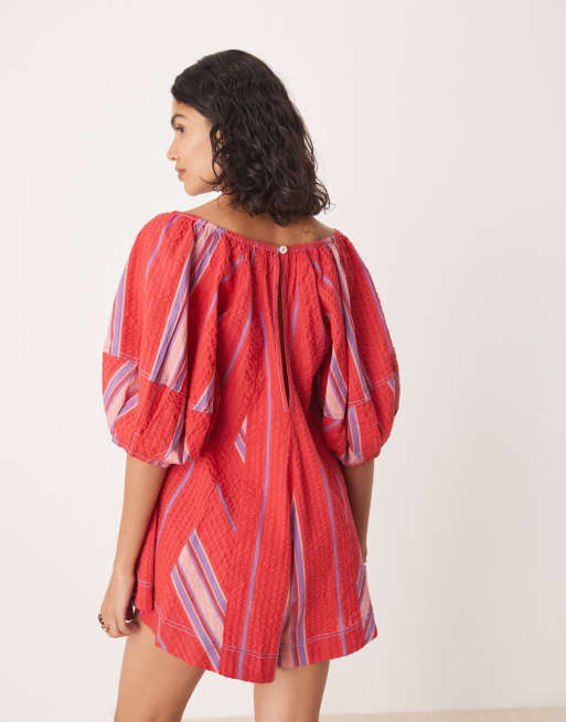Free People – Röd jumpsuit med ränder, 3 av 4