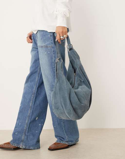 Free People - Roma - Skiferblå tote-taske i ruskind, 2 af 4