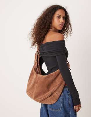 Free People Roma Suede Tote Bag In Orange