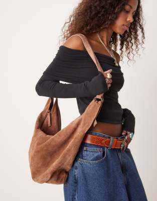 Free People – Roma – Tragetasche aus Wildleder in Rostbraun - view 1