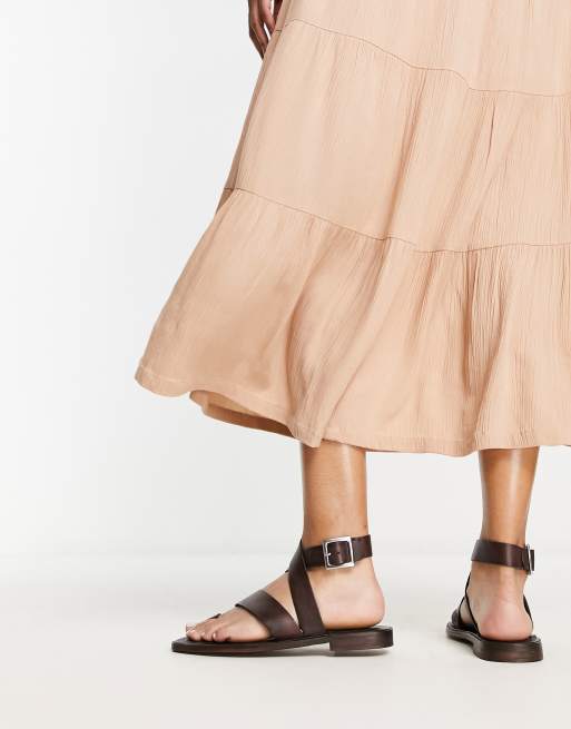 Free People romeo leather wrap sandal in chocolate