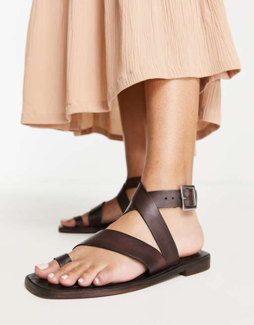 Free People romeo leather wrap sandal in chocolate