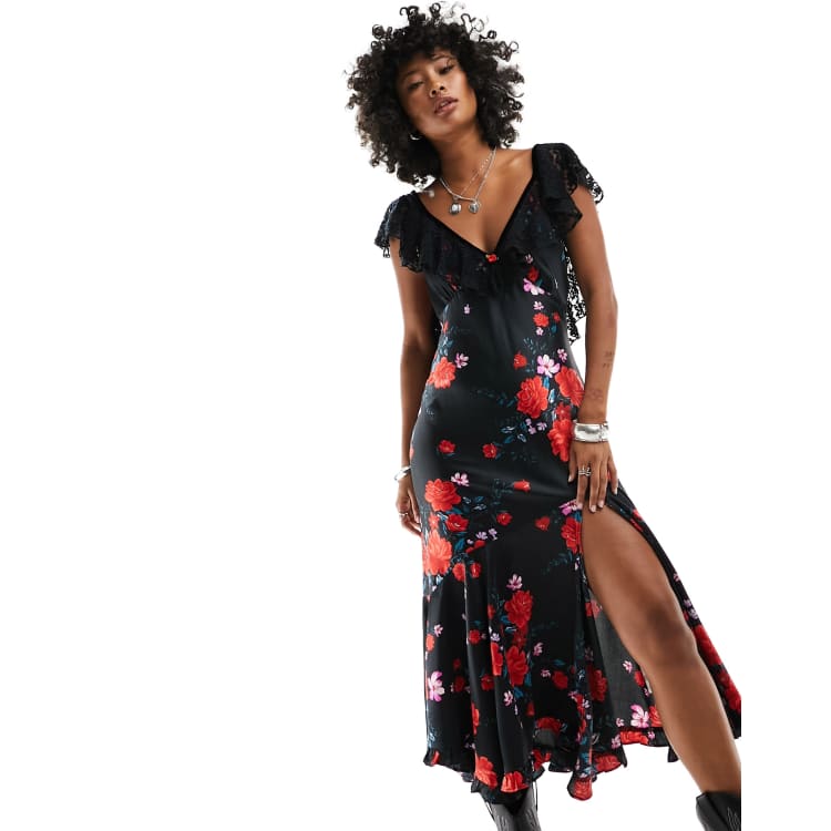 Free people floral ruffle dress best sale