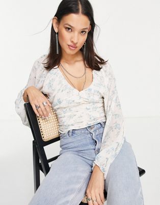 Free People Rose floral print blouse in ivory