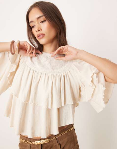 Free People Rose Party ruffle t-shirt in sugar - view 1