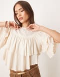 [Free People] Free People Rose Party ruffle t-shirt in sugar-White XS Sugar swizzle