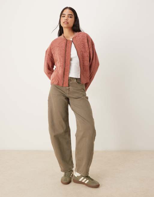 Free People rose quilted zip through jacket in cinnamon, 2 of 4