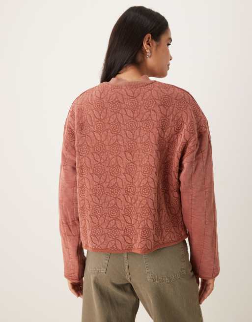 Free People rose quilted zip through jacket in cinnamon, 4 of 4