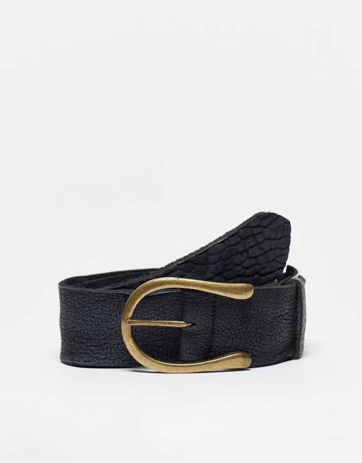 Free People - Rosebery - Riem van echt leer in zwart 