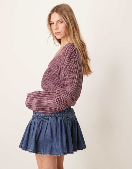 Free People - Roselle - Minirok van denim met ruches in indigoblauw, 3 van 5