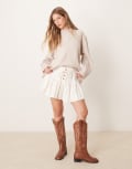 [Free People] Free People Roselle ruffled broderie mini skirt in ivory-White S IVORY