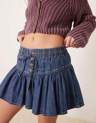 Free People X We The Free Roselle Denim Mini Skirt