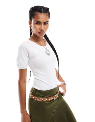 Боди-футболка с круглым вырезом Free People белого цвета 3490₽