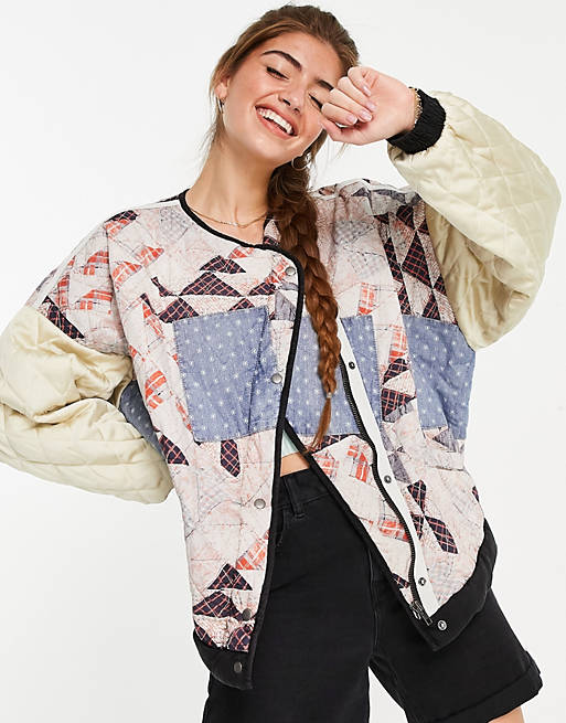 Free People rudy quilted bomber jacket in patchwork | ASOS