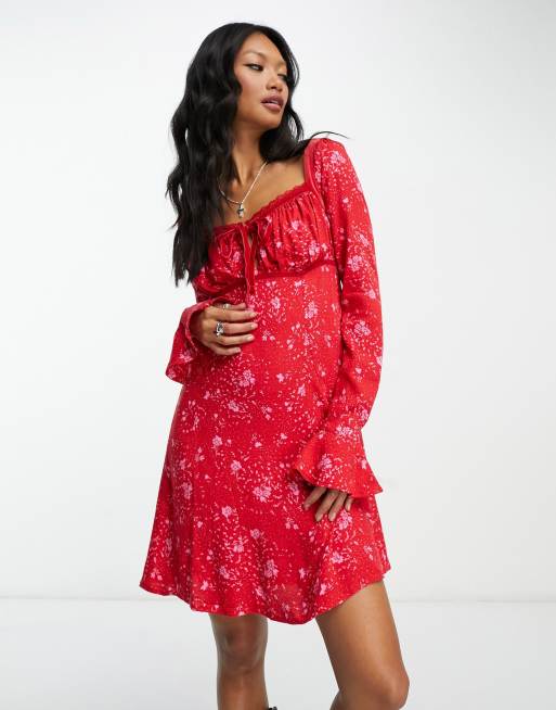 Free people red mini dress sale