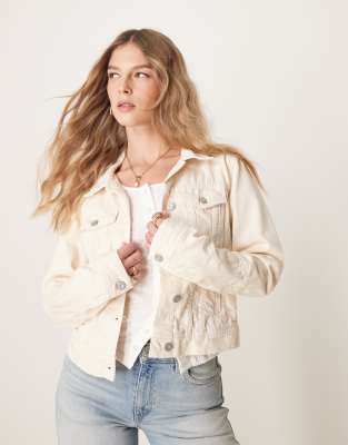 Free People Free People rumors denim jacket in ecru-White