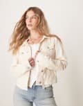 [Free People] Free People Rumors denim jacket in ecru-White S Ecru 011