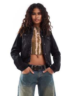 Free People Free People rumours classic denim jacket in black