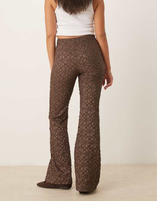 Free People Runway floral flared pants in French chocolate, 2 of 5