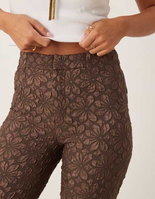 Free People Runway floral flared pants in French chocolate, 4 of 5